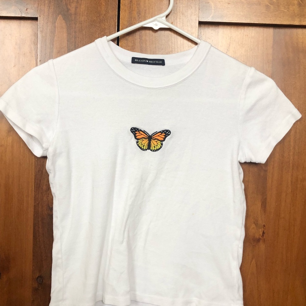 Brandy Melville White Butterfly T-shirt